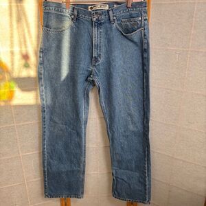 VTG Y2K Harley Davidson Boot Cut Mens 36x32 Biker Motorcycle Jeans‎ Light Wash